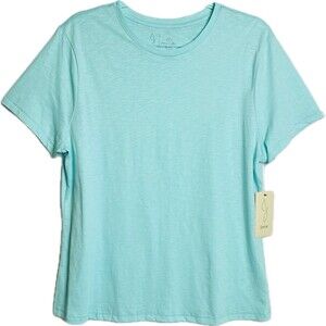 F. Joie T-Shirt  XL Blue Blouse Cap Sleeve Round Neck NWT